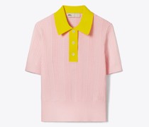 Tory Burch Cotton Pointelle Polo Sweater