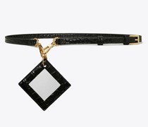 Tory Burch Croc-Embossed Mirror Belt