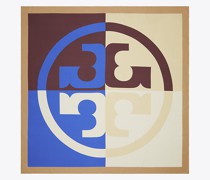 Tory Burch Color Block Logo Oversized Double-Sided Silk Square Scarf