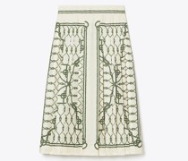 Tory Burch Printed Pleated Silk Skirt