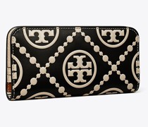 Tory Burch T Monogram Contrast Embossed Zip Slim Wallet