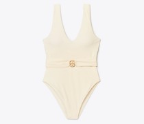 Tory Burch Miller Plunge One-Piece Swimsuit