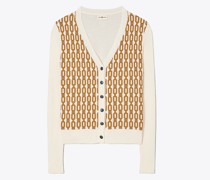 Tory Burch Merino Jacquard-Front Cardigan