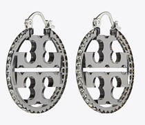 Tory Burch Miller Crystal Resin Small Hoop Earring