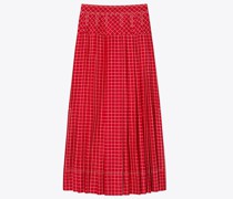 Tory Burch Windowpane Silk Pleated Skirt