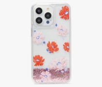 Dotty Floral Hülle für iPhone 15 Pro Max mit Glitzer in Flüssigkeit