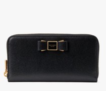 Morgan Bow Embellished Portemonnaie aus Saffianleder mit Rundumreißverschluss - Black - ONE SIZE