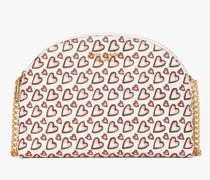 Morgan Fancy Hearts Umhängetasche mit Doppeltem Reißverschluss, Gewölbt - Cream Multi - ONE SIZE