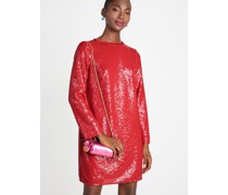 Kleid mit Pailletten Und Puffärmeln