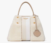 Everything Tote Bag aus Lammfell-Imitat mit Rennstreifen, Mittelgroß
