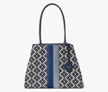 Spade Flower Everything Tote Bag,Aus Jacquard mit Streifen, Groß - Blue Multi