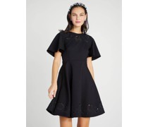 Kleid aus Ponté mit Durchbrucharbeit, Bestickt