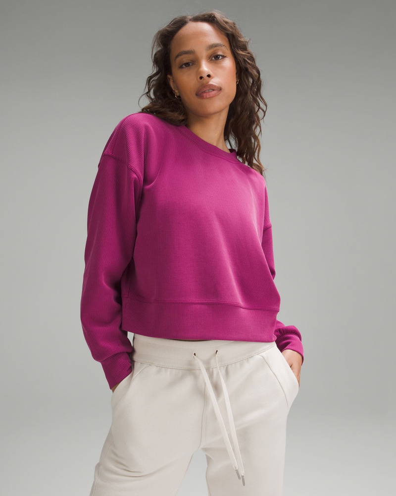 LULULEMON Damen Crop-Sweatshirt mit Rundhalsausschnitt im Oversized-Fit aus geripptem Softstreme™ Material