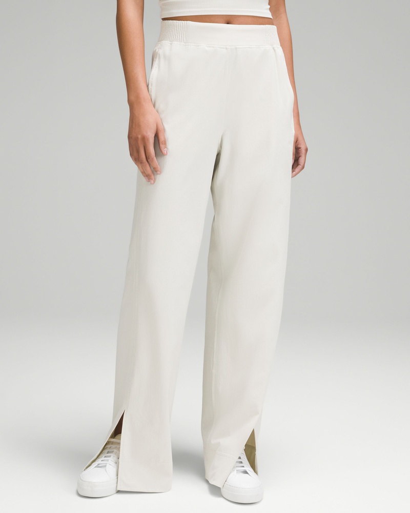 LULULEMON Damen Gewebte Hose mit Stretch weitem Bein und hohem Bund