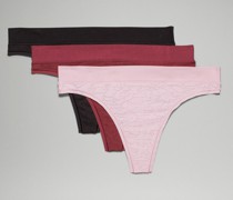 UnderEase String Unterwäsche mit Spitze und mittelhohem Bund 3er-Pack Nur online erhältlich