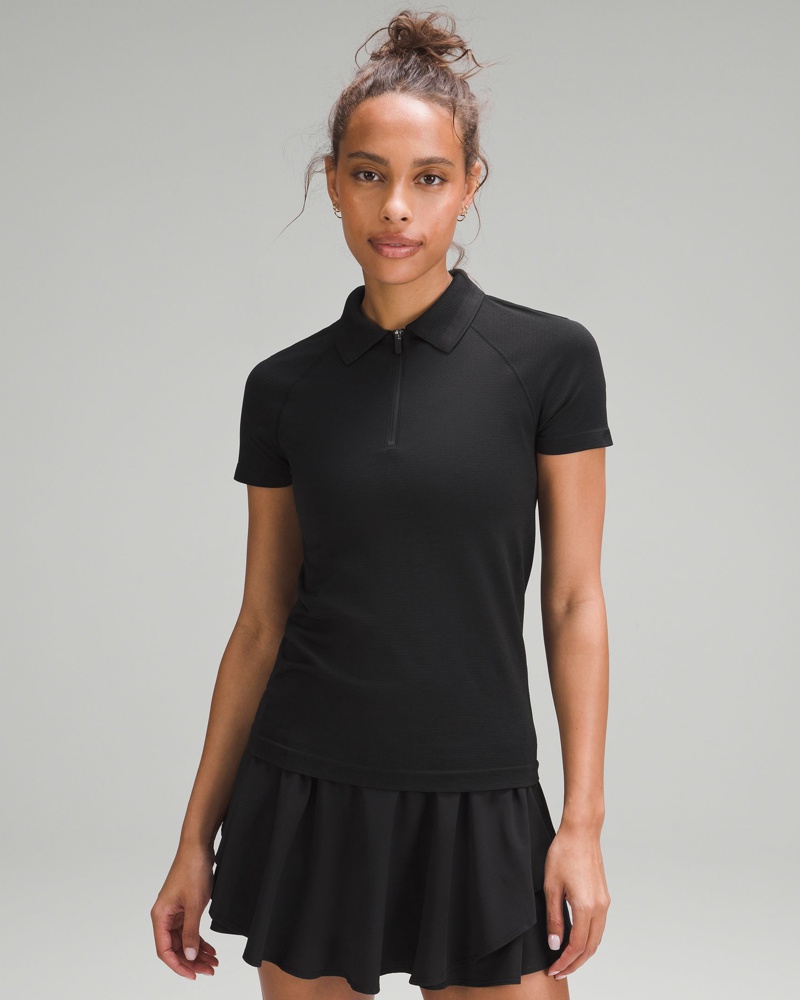 LULULEMON Damen Swiftly Tech Kurzarm-Poloshirt mit halblangem Reißverschluss