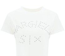 CROPPED T-SHIRT WITH STUDDED LOGO