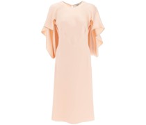 SATIN SHEATH DRESS WITH CAPE SLEEVES