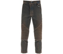 STRETCH JEANS WITH QUILTED AND PADDED INSERTS