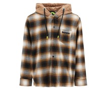 HOODED FLANNEL OVERSHIRT WITH MAXI BACK LOGO