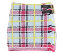 'TRACY' MINI KNIT SKIRT WITH TARTAN MOTIF AND LEATHER BELTS