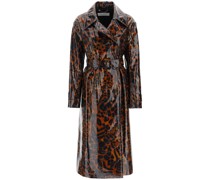 LEOPARD-PRINT COATED TRENCH COAT