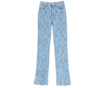 FLOWER PRINT FLARED JEANS
