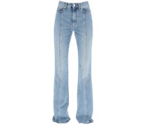 FLARED JEANS WITH BACK LOGO EMBROIDERY
