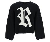 JACQUARD 'R' OVERSIZED AND CROPPED PULLOVER