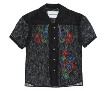 LACE SHIRT FEATURING EMBROIDERED FLOWERS AND MUSHROOMS