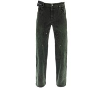 LIVED-IN EFFECT WIDE LEG JEANS