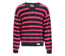 BRUSHED EFFECT STRIPED SWEATER