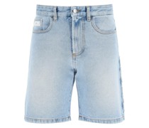 DENIM SHORTS WITH LOGO PATCH