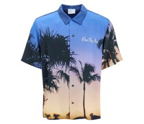 PRINTED-SATIN BOWLING SHIRT