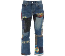 LEVI'S CROPPED PATCHWORK JEANS