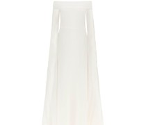 OFF-THE-SHOULDER CADY GOWN WITH CHIFFON CAPE
