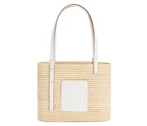 Luxury Small Square Basket bag in raffia and calfskin