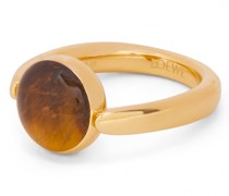 Luxury Anagram Pebble ring in sterling silver and tiger eye
