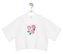 Luxury Cropped flower sweater in viscose cotton blend