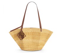 Luxury Small Shell Basket bag in elephant grass and calfskin