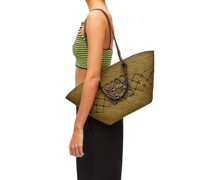 Luxury Medium Anagram Basket bag in iraca palm and calfskin