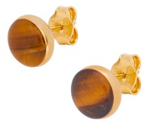 Luxury Anagram Pebble stud earrings in sterling silver and tiger eye