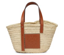 Luxury Basket bag in palm leaf and calfskin