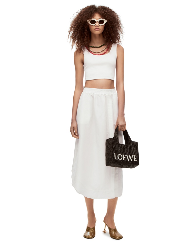 Loewe Damen Luxury Midi skirt in viscose and linen