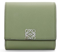Luxury Anagram compact flap wallet in pebble grain calfskin