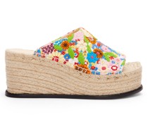 Luxury Petal espadrille slide in embroidered canvas