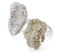 Luxury Glitter Fragment double ring in sterling silver and crystals