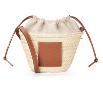 Luxury Drawstring bucket bag in palm leaf and calfskin