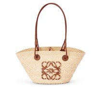 Luxury Small Anagram Basket bag in iraca palm and calfskin