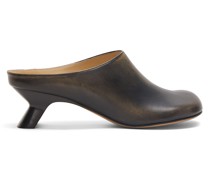 Luxury Kitten heel mule in bi-colour brushed-off calfskin